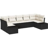  Set od 7 komada vrtnog kauča s jastucima crni poli ratan | shoptok.hr