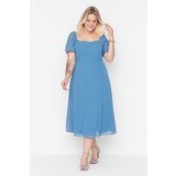 Trendyol ženska haljina Curve Blue Slit Woven | ePonuda.com
