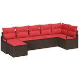 vidaXL Set sofe 7 kom. Smeđa i crvena poliratan - Smeđe-crvena bez stola | shoptok.hr