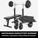 Benč klupa sa stalkom podlogom i setom tegova 100 kg (Crna) Cene