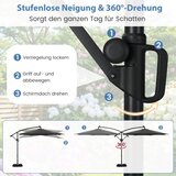 Vrt Suncobran od 300 cm s LED rasvjetom, 9 načina rada, konzolni suncobran s vrećama pijeska i ručicom, podesivi kut nagiba, sivi | shoptok.hr