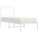 Metalni okvir za krevet s uzglavljem bijeli 75x190 cm | shoptok.hr