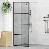  Zid za walk-in tuš Crna 80 x 195 cm Staklo otporno na udarce Cijene