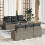 vidaXL 7 Dijelni Set Dvorišnog Sofe s Jastučićima Sivi Poli Ratan Akacija | shoptok.hr