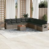  10-dijelni set vrtnih sofa od poliratana s jastucima sivi | Eponuda.com