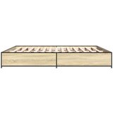 vidaXL Posteljni okvir sonoma hrast 200x200 cm inž. les in kovina, (21128848) | Shoptok.si