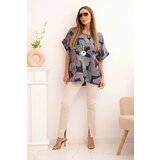 Kesi Włoski Women's cotton blouse with butterfly motif short sleeve navy | Shoptok.si