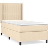 vidaXL Box spring postelja z vzmetnico krem 80x200 cm blago | Shoptok.si