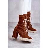 PA2 Women's Suede Boots On The Platform Brown Edna | Shoptok.si