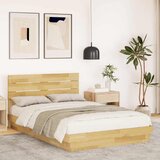  Okvir kreveta uzglavljem bez madraca 120x200 cm puno drvo hrast | shoptok.hr