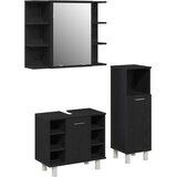  Set namještaja za kupaonicu Zidne 3 pcs Crna 30 x 30 x 99,5 cm | Eponuda.com