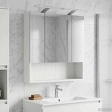  Kopalniška ogledalna omara z LED lučmi Bela 60 x 14.5 x 70 cm, (5000233191) | Shoptok.si