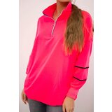 Kesi Sweatshirt with zipper and pockets in pink neon color | Shoptok.si