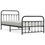 The Living Store Kovinski posteljni okvir z vzglavjem in vznožjem črn 107x203 cm - Posteljni Okvir, (21530290) | Shoptok.si