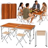  Set kamperskog namještaja, sklopivi stol, 4 stolice, drveni kofer Cijene