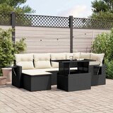 Maison Chic Seti vrtnega pohištva - Vrtna garnitura - Vrtni pohištvo set 7-delna z blazinami črn poli ratan, (21802096) | Shoptok.si