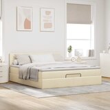  Otomanski krevet s madracem i LED krem 160x200cm tkanine | shoptok.hr