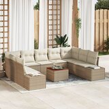 vidaXL set vrtnih sofa od 10 komada s jastučićima bež poli ratan akacija Cijene
