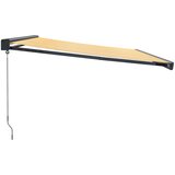 vidaXL Zložljiva tenda rumena in bela 4,5x3 m blago in aluminij | Shoptok.si