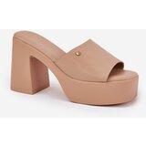 Boto Ladies Sandals Made Of Eco Leather On Heel And Platform Khaki Tamirella | shoptok.hr