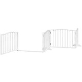 vidaXL Ograda za pse z vrati zložljiva 8 panelov bela 640 cm les | Shoptok.si