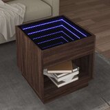 vidaXL Klubska mizica z neskončnimi LED rjavi hrast 50x50x50 cm | Shoptok.si