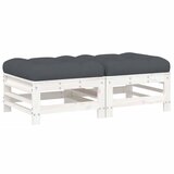 The Living Store Vrtni stolček za noge z blazino 2 kosa bela trdna borovina - Vrtni Stolček Za Noge, (21461904) | Shoptok.si