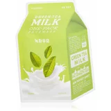 A_PIEU One-Pack Milk Mask Green Tea pomirjevalna tekstilna maska za mastno in mešano kožo 21 g