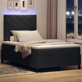  LED Box Spring Krevet s uzglavljem Crna 120 x 190 cm Baršun | shoptok.hr
