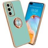 Cadorabo Huawei v sijajni turkizni - Zlato z obročem silikonski/TPU ovitek z zaščito pred kamero in držalo magnetnega avtomobila, (20603260) | Shoptok.si