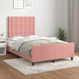  Okvir za krevet s uzglavljem ružičasti 120 x 200 cm baršunasti | shoptok.hr