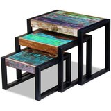  3-dijelni set uklapajućih stolića od masivnog obnovljenog drva | shoptok.hr
