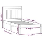  Posteljni okvir bel iz trdnega lesa 90x190 cm 3FT, (20905991) | Shoptok.si
