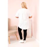 Kesi Włoski Plus Size women's blouse made of viscose with floral print and inscription ecru | Shoptok.si