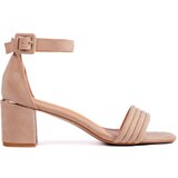 Shelvt Suede beige heeled sandals | shoptok.hr