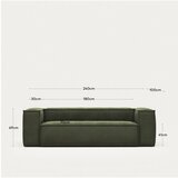 Kave Home Zelena sedežna garnitura iz rebrastega žameta 240 cm Blok – | Shoptok.si