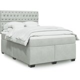 vidaXL Box spring postelja z vzmetnico svetlo siva 160x200 cm žamet | Shoptok.si