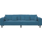vidaXL Baršunasta sofa s jastukom s jastukom Plava 208 cm Baršun | shoptok.hr