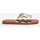 EVENTO Flat Women's Flip Flops Made of Eco Leather Gold Risamay | Shoptok.si