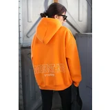 Madmext Mad Girls Orange Printed Oversized Sweatshirt