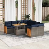  9-dijelni set vrtnih sofa poliratan i bagrem s jastucima sivi | shoptok.hr