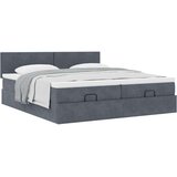 vidaXL Otomanski posteljni okvir z vzmetnicami siv 200x200cm žamet | Shoptok.si