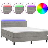  Box spring postelja z vzmetnico LED svetlo siva 140x200cm žamet, (20726049) | Shoptok.si