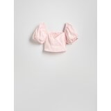 Reserved Kratka bluza puf-rukava - pastelnoružičasto | shoptok.hr