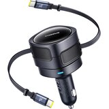 Baseus Enjoyment Max avtopolnilec z 2 vgrajenima USB-C kabloma 60W črne barve Cene