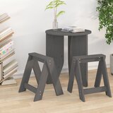The Living Store Stolček 2 kosa sive barve 40x40x45 cm trdna borovina - Stolček, (21482000) | Shoptok.si