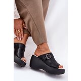 S. BARSKI Leather Women's Sandals On Platform And Wedge With Buckle Black S.Barski | Shoptok.si