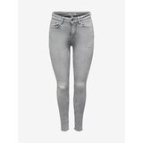 Only Light Grey Women's Skinny Fit Jeans with Torn Effect Blush - Women Cene