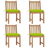  Vrtne stolice s jastucima 4 kom od masivne tikovine