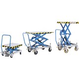 eurokraft pro dvižni mizni voziček z dvojnimi škarjami, nosilnost 500 kg, območje dviga 510 - 1800 mm, kolesa iz polne gume | Shoptok.si